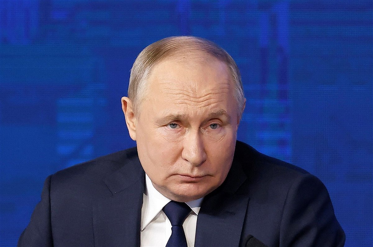 <i>Maxim Shemetov/Reuters via CNN Newsource</i><br/>Russian President Vladimir Putin attends a meeting with his confidants for the 2024 election at Gostiny Dvor in Moscow