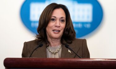 Vice President Kamala Harris addresses an event with descendants of iconic civil rights leaders to celebrate Black History Month at the Eisenhower Executive Office Building on February 13.