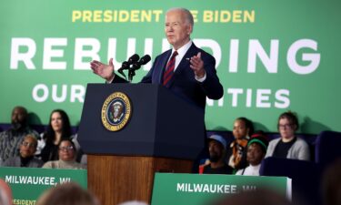 President Joe Biden speaks to guests at an event in Milwaukee on March 13. The freshly anointed presidential campaign rematch cracked open a new chapter on March 14