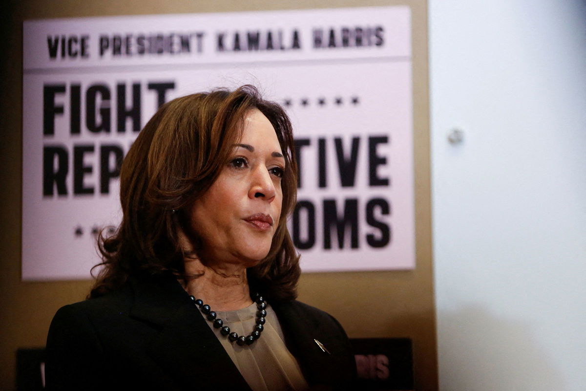 <i>Nicole Neri/Reuters via CNN Newsource</i><br/>Vice President Kamala Harris visits St. Paul Health Center