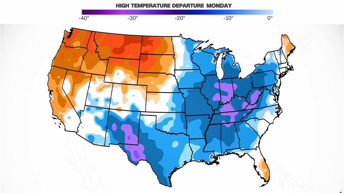 <i>CNN Weather via CNN Newsource</i><br/>Weather anomaly temperatures across the nation.