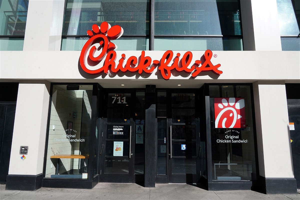<i>Cindy Ord/Getty Images via CNN Newsource</i><br/>An exterior view of a Chick-fil-A restaurant in New York City.