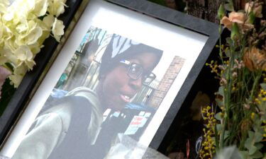 An image of Jayden Perkins is seen at a memorial on March 15.