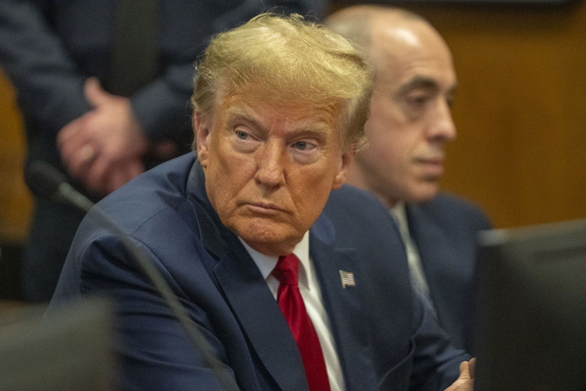 <i>Pool/Getty Images North America/Getty Images via CNN Newsource</i><br/>Former President Donald Trump attends a pre-trial hearing at Manhattan Criminal Court on February 15