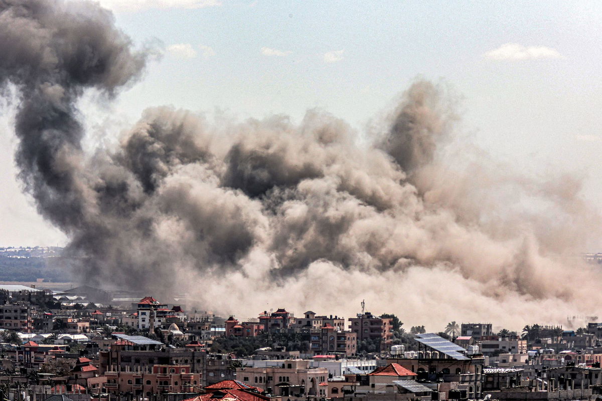 <i>Said Khatib/AFP via Getty Images via CNN Newsource</i><br/>Smoke plumes billow after Israeli bombardment over Rafah in the southern Gaza Strip on March 20