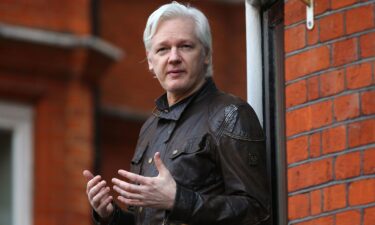 Julian Assange spoke to the media from the balcony of the Embassy Of Ecuador on May 19