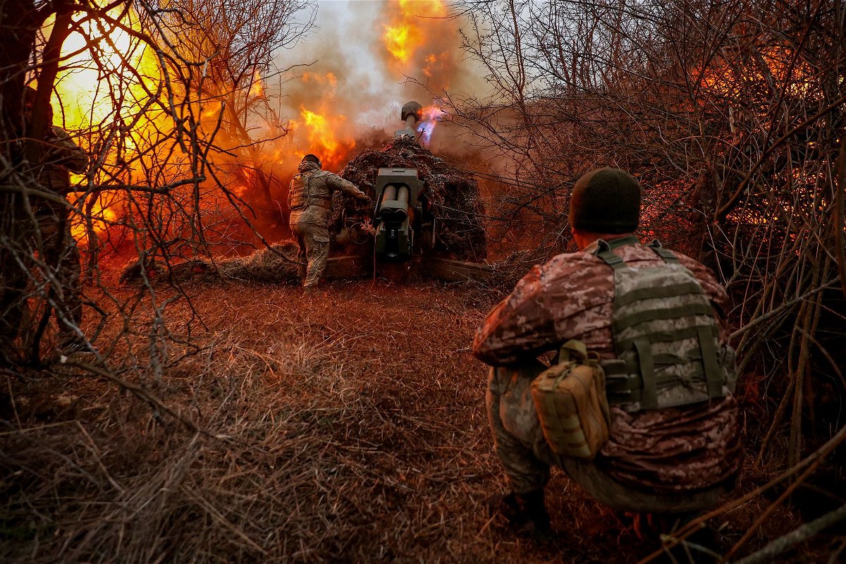 <i>Serhii Nuzhnenko/Radio Free Europe/Radio Liberty/Reuters via CNN Newsource</i><br/>Ukrainian soldiers fire a D-30 howitzer towards Russian troops in Kherson region