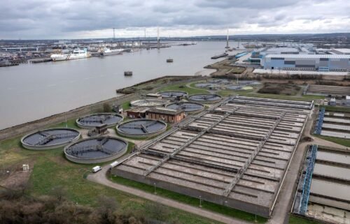 A Thames Water water treatment facility on the banks of the River Thames in Dartford