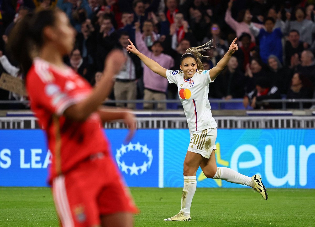 <i>Denis Balibouse/Reuters via CNN Newsource</i><br/>Delphine Cascarino scored two goals on Wednesday to help Lyon reach the semifinals.