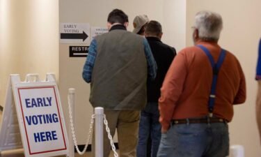 People wait in line to vote early in Lexington