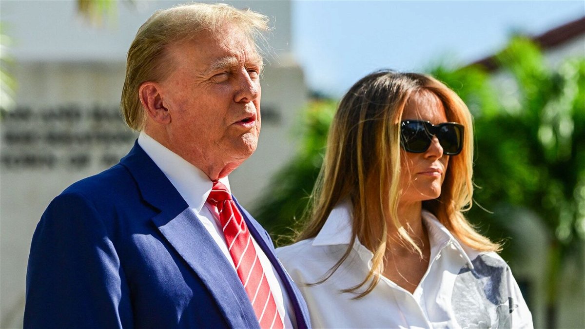 <i>Giorgia Viera/AFP/Getty Images/File via CNN Newsource</i><br/>Former US President and Republican presidential candidate Donald Trump (L) and former First Lady Melania Trump arrive to vote in Florida's primary election at a polling station at the Morton and Barbara Mandel Recreation Center in Palm Beach