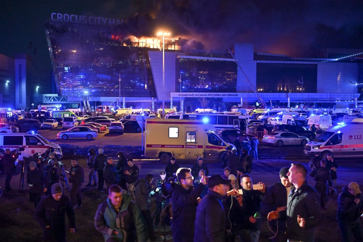 <i>Dmitry Serebryakov/AP via CNN Newsource</i><br/>Several gunmen burst into the Crocus City Hall on the western edge of Moscow and fire automatic weapons at the crowd on March 22 in the deadliest attack on Russia in decades.