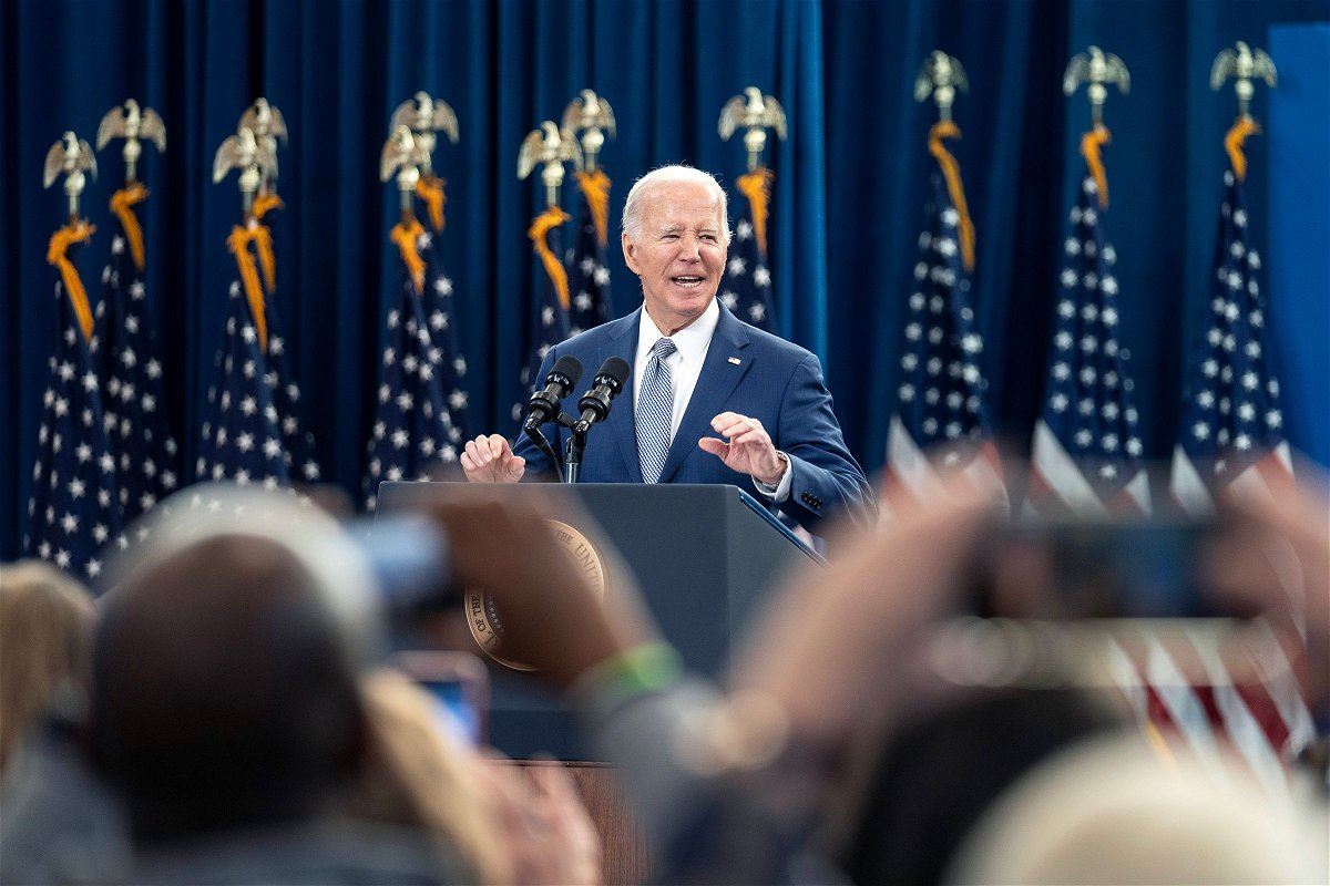 <i>Eros Hoagland/Getty Images via CNN Newsource</i><br/>President Joe Biden speaks on his economic plan for the country at Abbots Creek Community Center on January 18