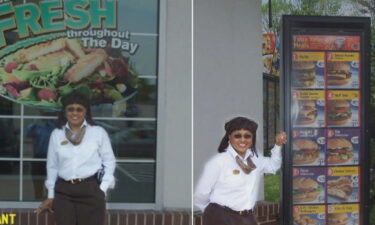 Holliday poses outside one of the McDonald's she owns in these undated photos.