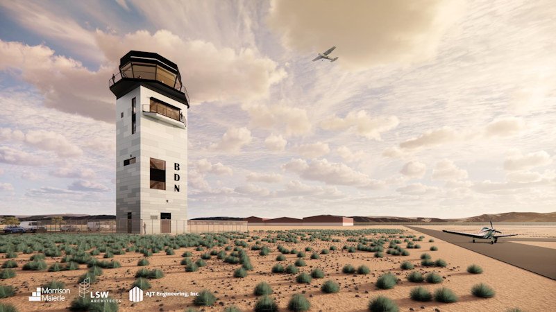 Rendering of planned air traffic control tower at Bend Airport