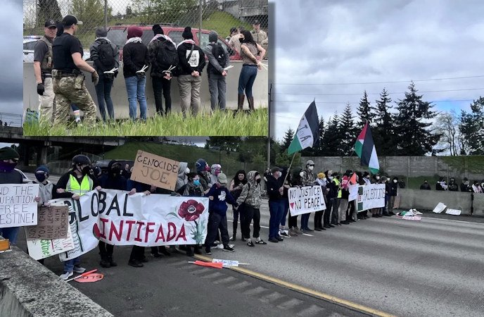 More than 50 pro-Palestinian protesters were arrested Monday for blocking I-5 in Eugene