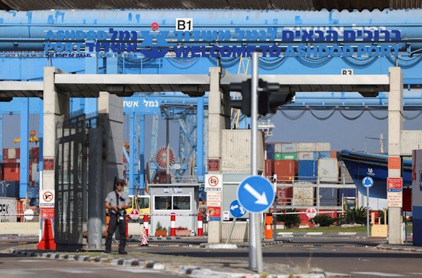 A shipment of food aid destined for Gaza departed from Cyprus, weeks after humanitarian efforts were disrupted following a deadly Israeli airstrike. Pictured is a view of Ashdod port on April 5 after the Israeli cabinet approved the temporary use of the port for aid deliveries into Gaza.