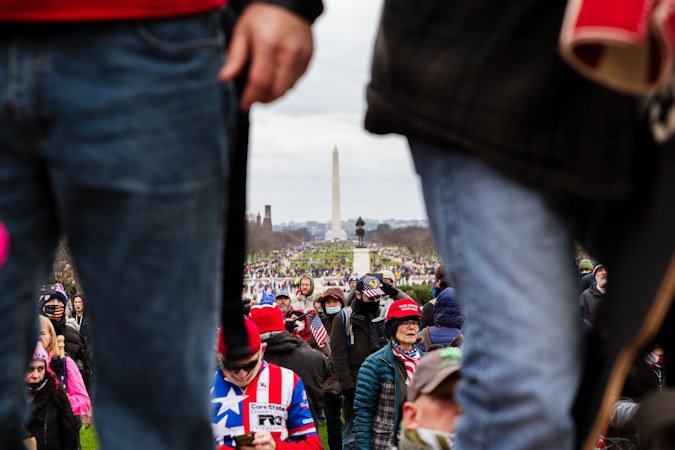 Pro-Trump protesters break through barriers onto the grounds of the Capitol Building on January 6, 2021 in Washington, DC.