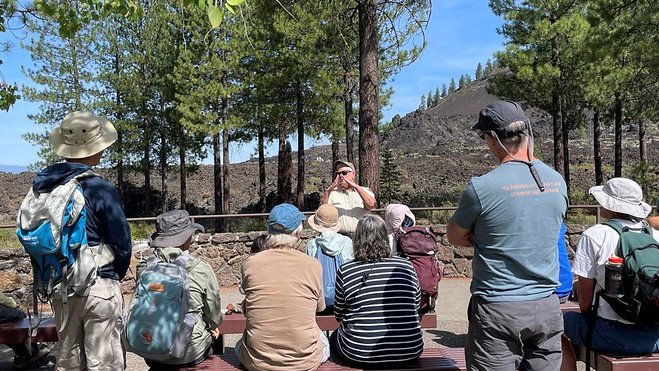 Marty Smolenski leads a forestry talk on the Deschutes National Forest.