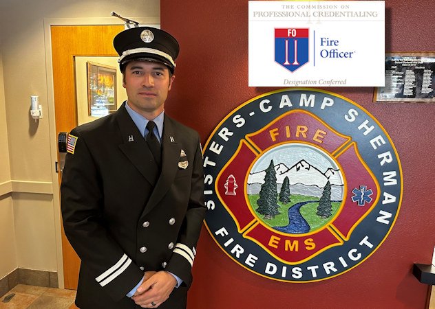 Sisters-Camp Sherman Fire District Captain Cody Meredith receives international organization's Fire Officer designation.
