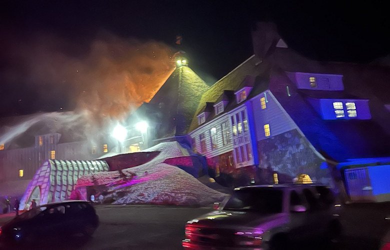 Fire, smoke were visible from the roof of the iconic Timberline Lodge Thursday night.