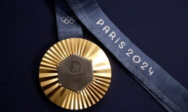 A preview of the gold medal which will be given out to winners at the Paris 2024 Olympic Games.