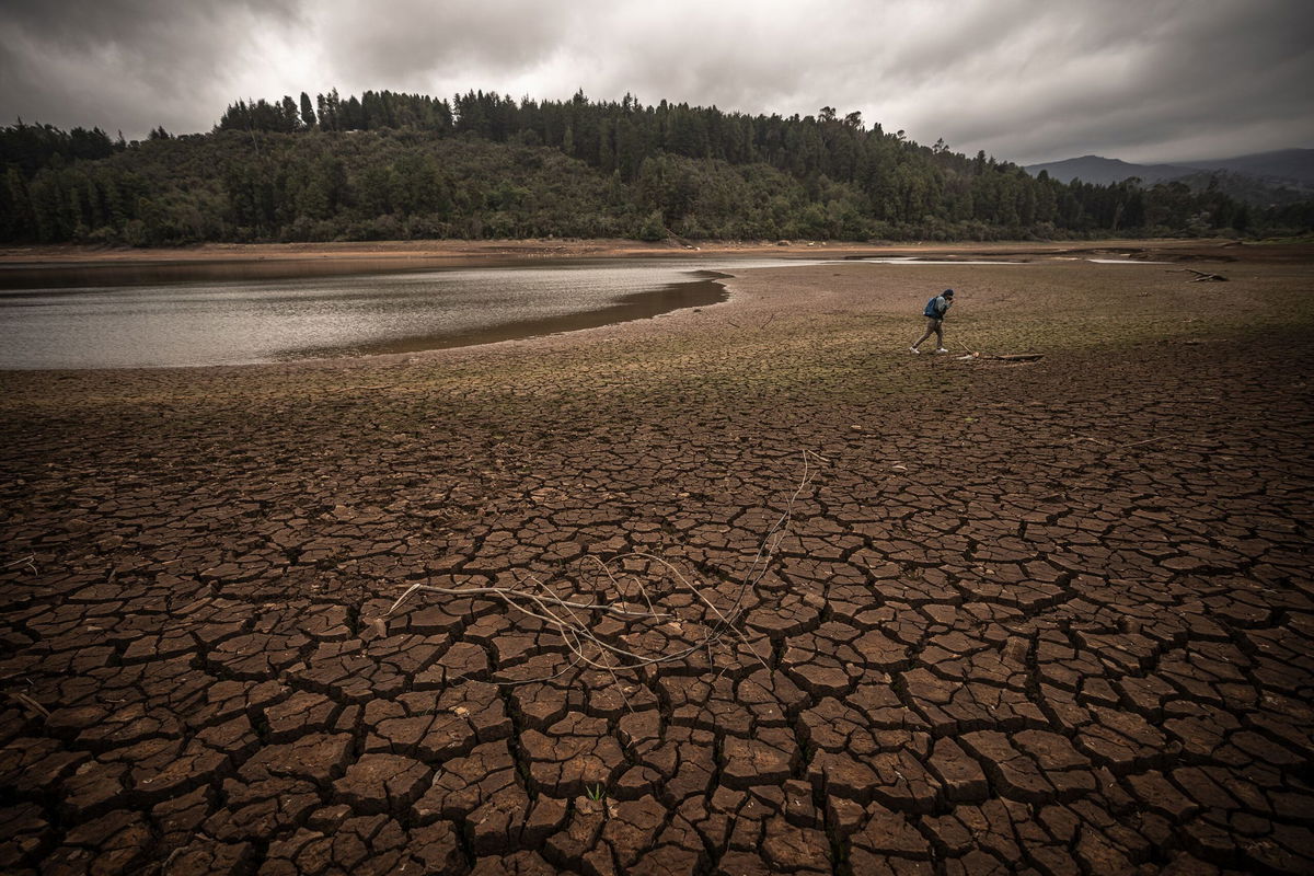 <i>Fernando Vergara/AP via CNN Newsource</i><br/>Water level markers in the San Rafael reservoir. Mayor Carlos Galán announced that water rationing measures for Bogotá would begin on April 11.