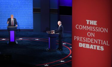 Joe Biden and Donald Trump take part in a presidential debate in Cleveland