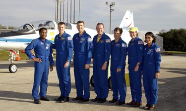 The STS-107 crew gathered at NASA's Kennedy Space Center in Florida prior to the January 2003 launch: (from left) Michael P. Anderson