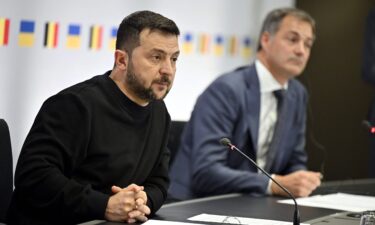 Ukraine President Volodymyr Zelensky and Prime Minister Alexander De Croo pictured after a meeting in Brussels in October 2023.