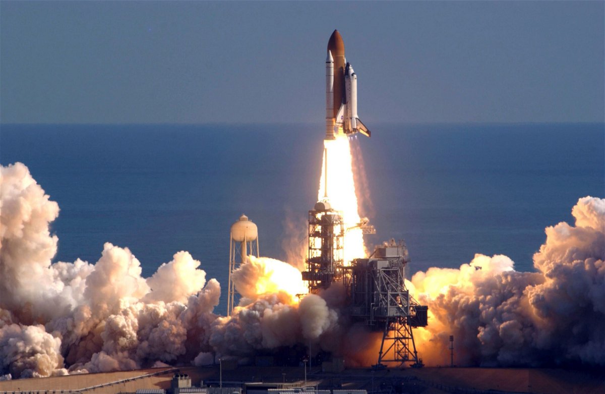 <i>Matt Stroshane/Getty Images via CNN Newsource</i><br/>Space shuttle Columbia lifts off from NASA's Kennedy Space Center in January 2003 in Florida. Columbia broke up upon reentry to Earth