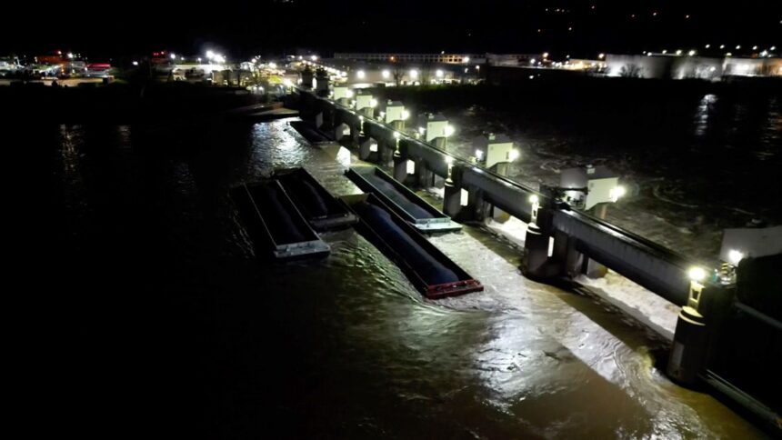 Bridges reopen after 26 barges broke loose and floated down Ohio River ...