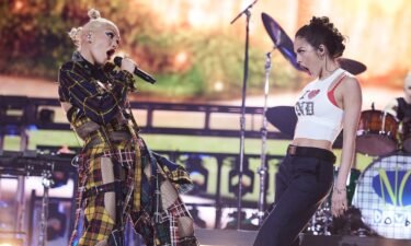(From left) Gwen Stefani and Olivia Rodrigo perform at the Coachella music festival on Saturday in Indio