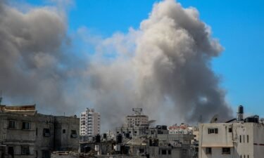 Smoke billows after Israeli bombardment near Al-Shifa hospital in Gaza City on March 23.