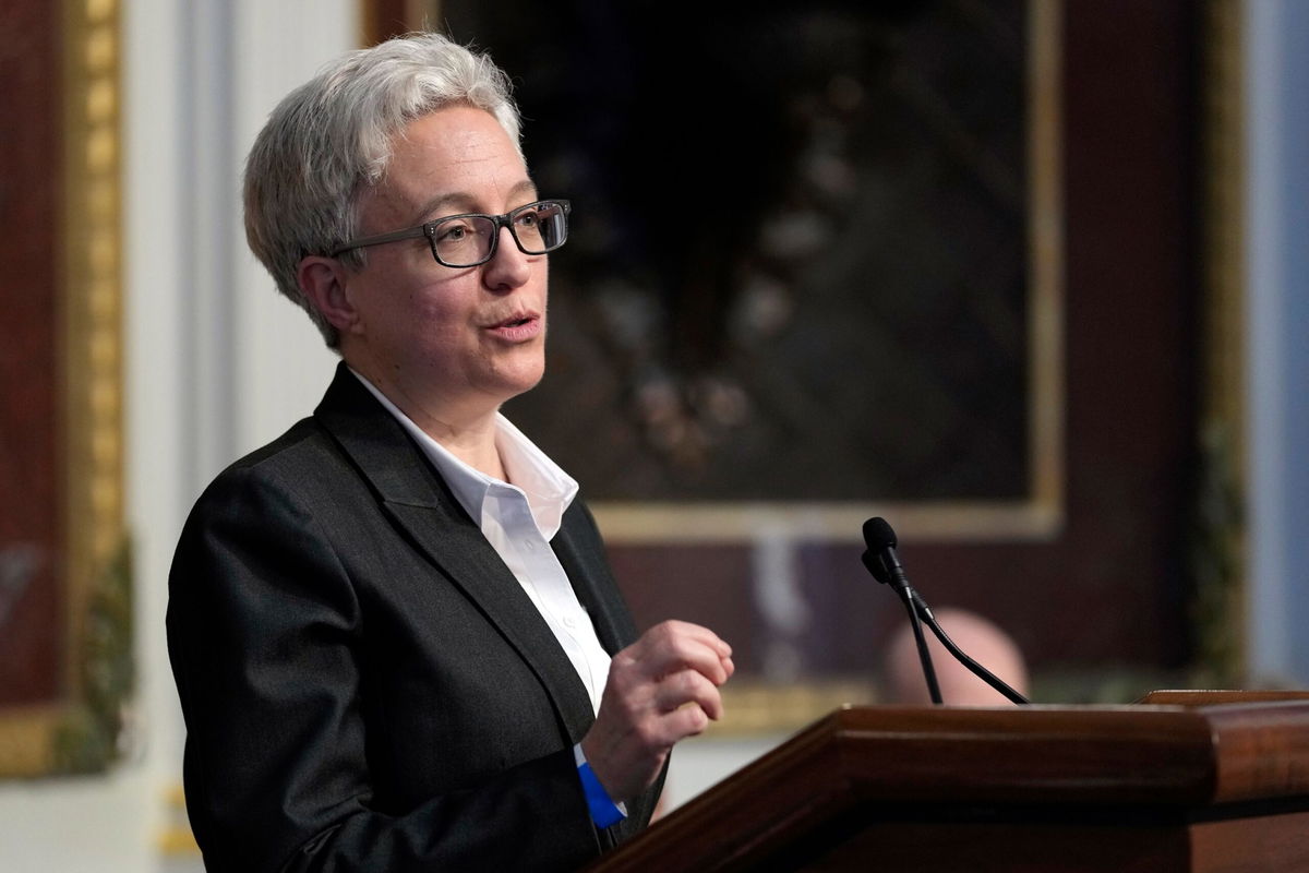 <i>Susan Walsh/AP via CNN Newsource</i><br/>Oregon Gov. Tina Kotek speaks during a signing ceremony in Washington on February 23. Kotek signed legislation on April 1 re-criminalizing the possession of certain drugs