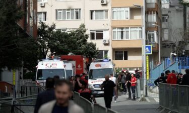 Emergency services outside the Istanbul nightclub where a deadly fire broke out on Tuesday