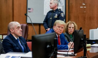 Former President Donald Trump and attorney Susan Necheles are pictured at Manhattan criminal court in New York on Monday