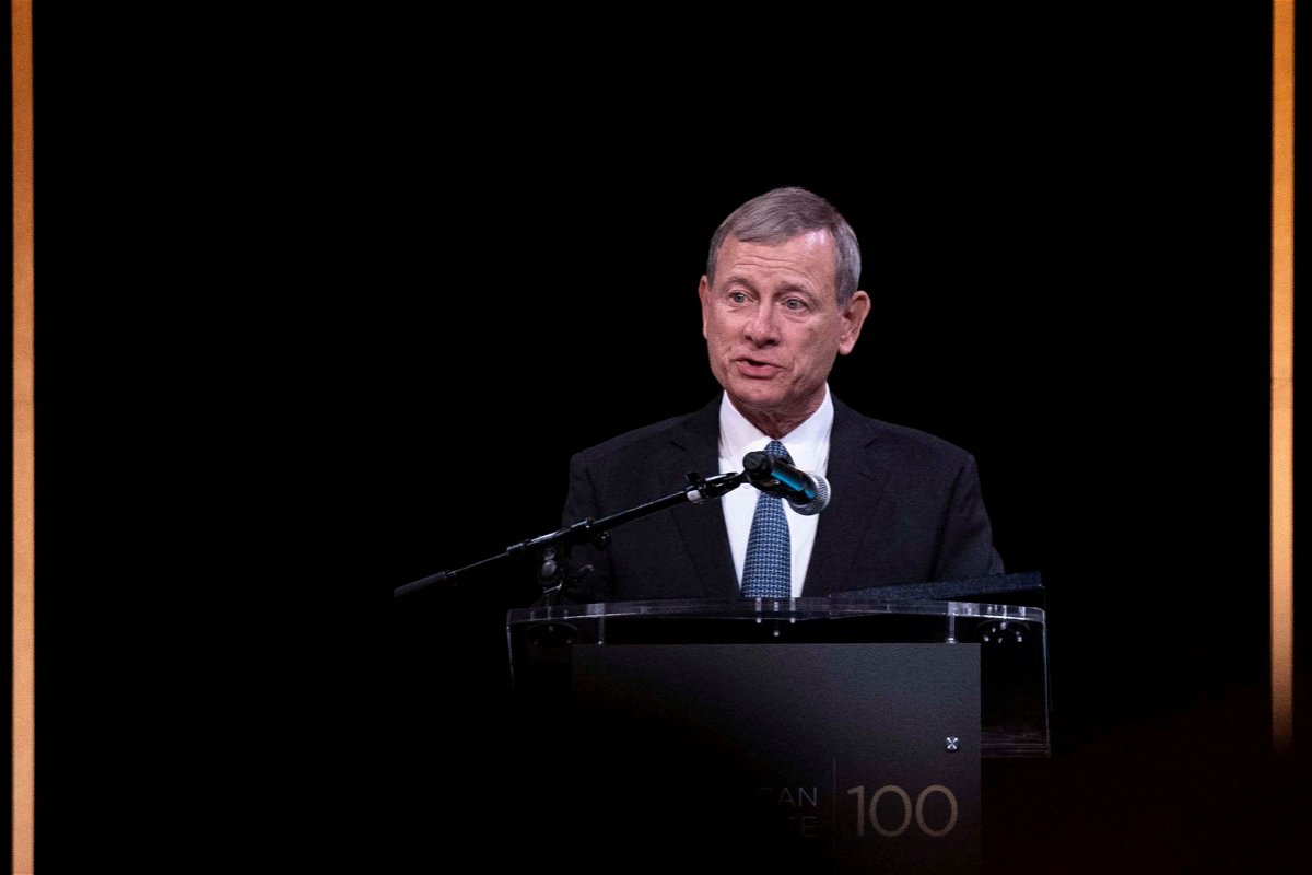 <i>Sarah Silbiger/Reuters/File via CNN Newsource</i><br/>A Florida man was sentenced April 1 to 14 months in prison for threatening to kill Chief Justice John Roberts last year. Roberts is pictured delivering remarks at The American Law Institute's 2023 Annual Dinner at the National Building Museum in Washington