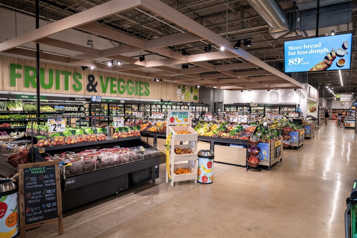 <i>Christopher Dilts/Bloomberg/Getty Images via CNN Newsource</i><br/>Amazon is walking back its “Just Walk Out” technology at its grocery stores. The fruit and vegetable section of an Amazon Fresh grocery store is pictured in Schaumburg