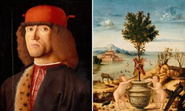 Marco Marziale's “Portrait of a Man” features an allegorical landscape on its reverse side. The exhibition “Hidden Faces” explores Renaissance-era concealed and multi-sided portraits.
