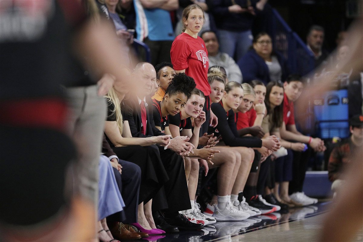 <i>Young Kwak/AP via CNN Newsource</i><br/>Players and staff on the Utah bench look on during their game against Gonzaga.