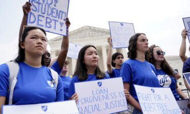 People demonstrate outside the Supreme Court on June 30