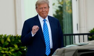 Former President Donald Trump arrives for a fundraising event on April 6 in Palm Beach