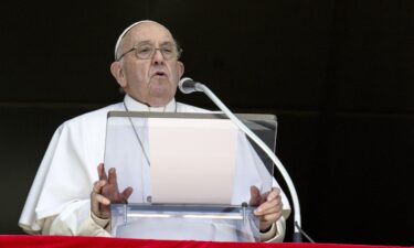 Pope Francis delivers his Angelus blessing from his studio overlooking St. Peter's Square in the Vatican City on on April 7.