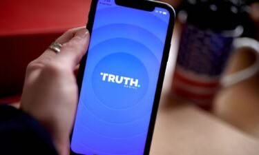 The Truth Social app on a smartphone arranged in New York