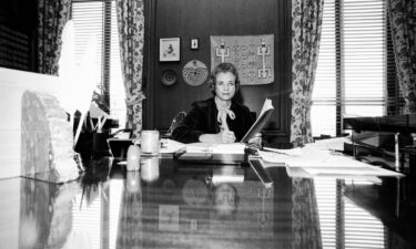 Justice Sandra Day O'Connor in her chambers at the US Supreme Court in Washington