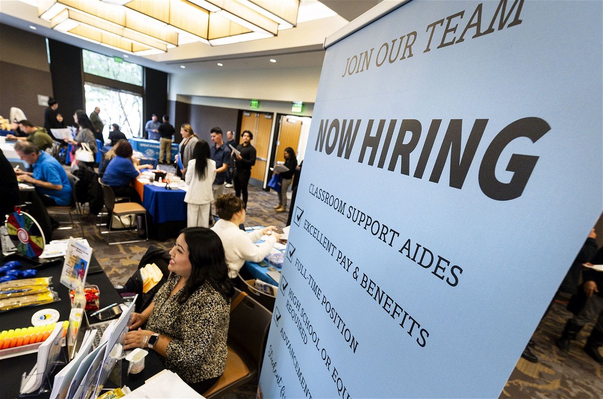 <i>Paul Bersebach/MediaNews Group/Orange County Register/Getty Images via CNN Newsource</i><br/>More than 75 employers were taking resumes and talking to prospective new hires at a career fair in Lake Forest