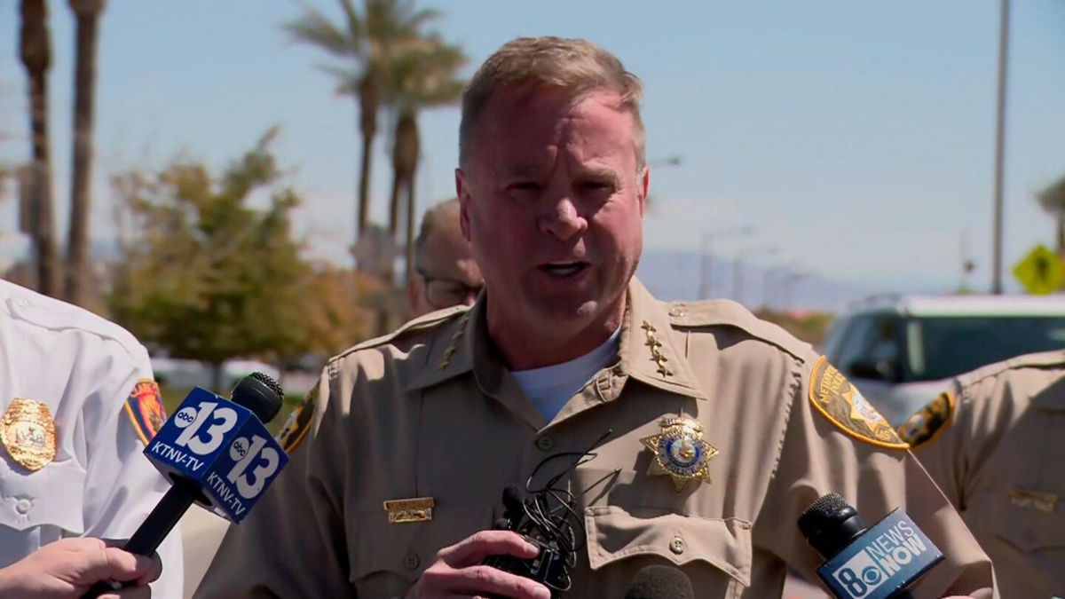 <i>KVVU via CNN Newsource</i><br/>Clark County Sheriff Kevin McMahill speaks at a news conference. Two people are dead following a shooting at a law office in the Summerlin area of Las Vegas on April 8 morning