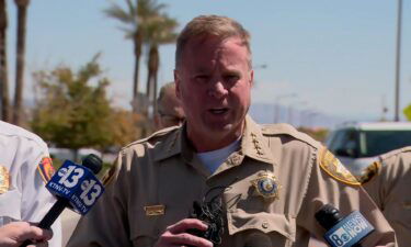 Clark County Sheriff Kevin McMahill speaks at a news conference. Two people are dead following a shooting at a law office in the Summerlin area of Las Vegas on April 8 morning