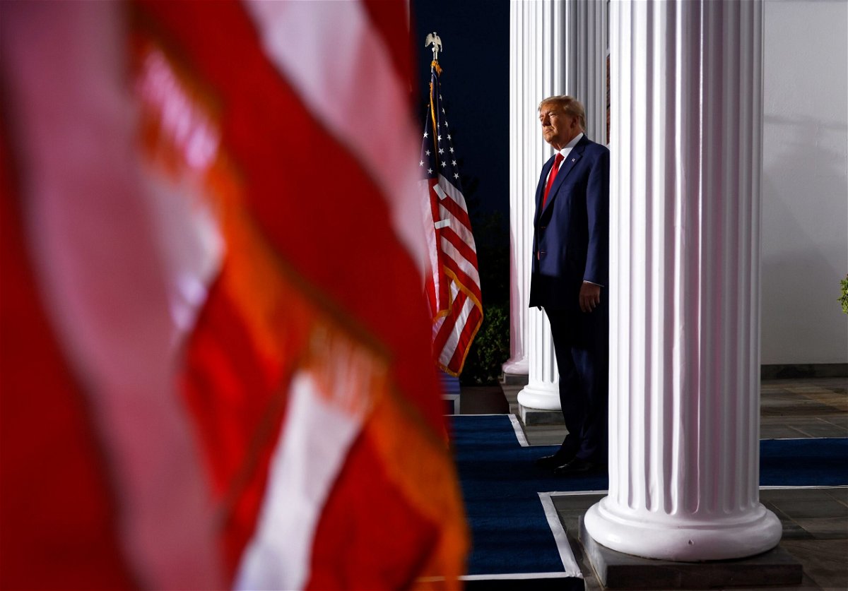 <i>Chip Somodevilla/Getty Images via CNN Newsource</i><br/>Former U.S. President Donald Trump prepares to speak at the Trump National Golf Club on June 13